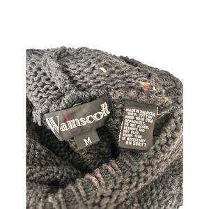 Wainscott Cotton Cable Knit Turtleneck Sweater Gray Chunky Size M